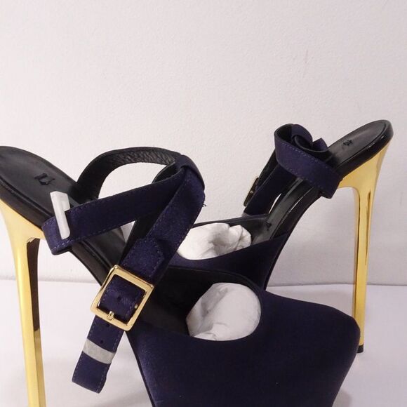 Theyskens' Theory Platform Ankle Strap Purple Gold High Pumps Sz 37 NWB 1120 - Picture 8 of 14